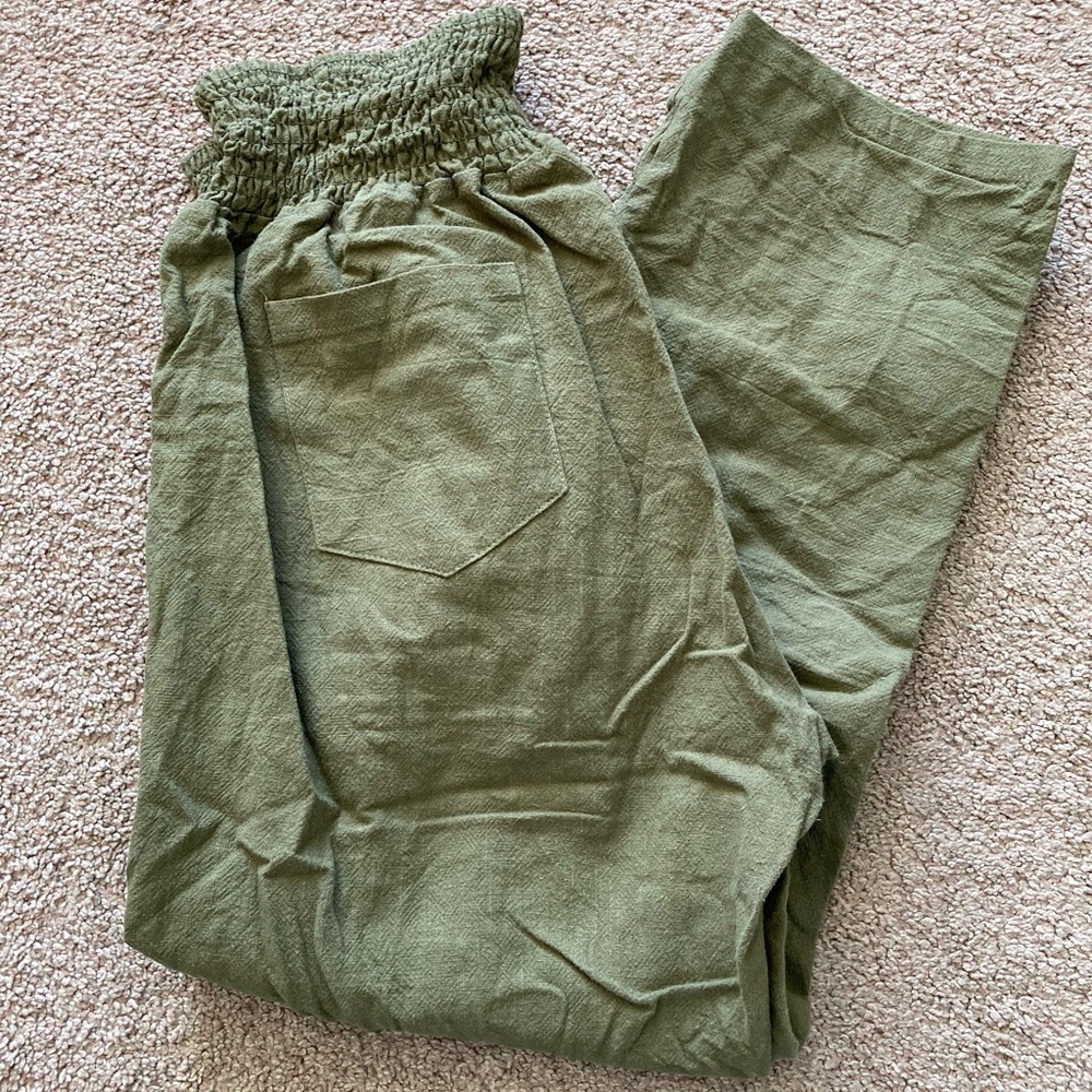 Emme Mama linen everyday transitional smocked maternity pants